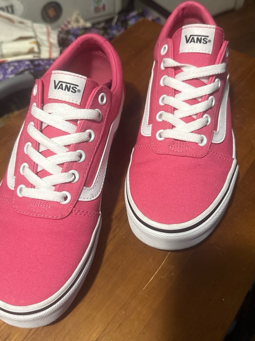 Vans Pink Low-Top Canvas Sneakers with White Accents